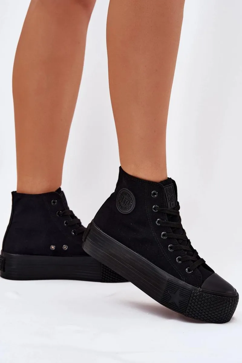 Clearance Trampki Damskie Na Platformie Big Star RR274742 Czarne Damskie Trampki Damskie Big Star|Trampki Damskie Wysokie