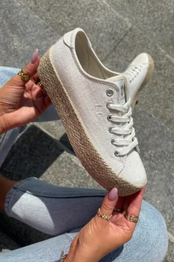 Sale Lee Cooper Trampki Damskie Na Platformie Z Plecionką LCW-25-02-3284 Jasnobeżowe Beżowy