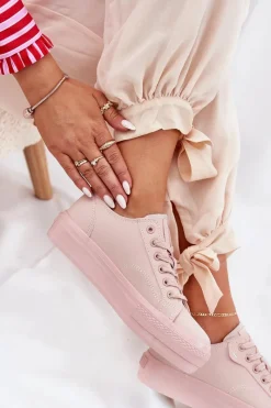 Discount Big Star Shoes Trampki Damskie Na Platformie Z Eko Skóry Big Star RR274A294 Różowe Różowy