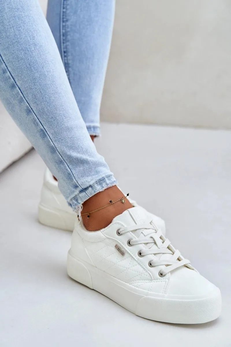 Best Trampki Damskie Na Platformie Ocieplane Big Star OO274A464 Białe Damskie Trampki Damskie Big Star|Trampki Damskie Niskie