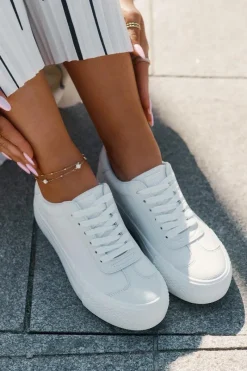 Best Big Star Shoes Trampki Damskie Na Platformie Big Star RR274337 Białe