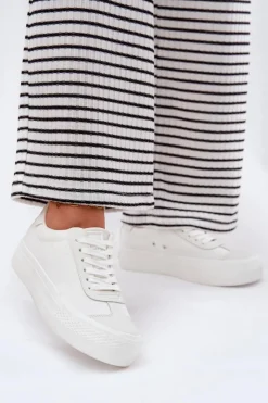 Best Big Star Shoes Trampki Damskie Na Platformie Big Star RR274337 Białe