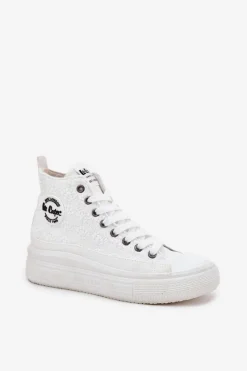 Outlet Trampki Damskie Na Platformie LCW-25-44-3209L Biale Damskie Trampki Damskie Wysokie
