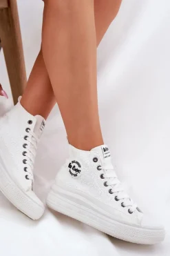 Outlet Trampki Damskie Na Platformie LCW-25-44-3209L Biale Damskie Trampki Damskie Wysokie