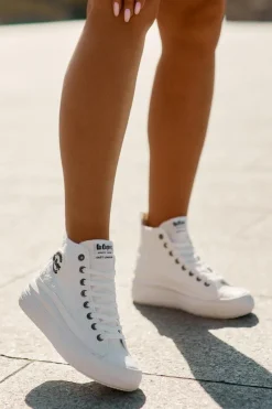 Outlet Trampki Damskie Na Platformie LCW-25-44-3209L Biale Damskie Trampki Damskie Wysokie