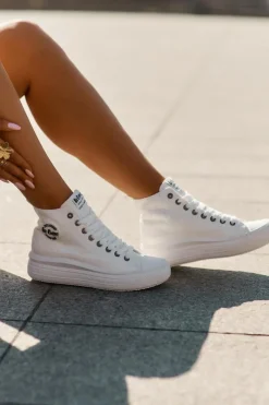 Outlet Trampki Damskie Na Platformie LCW-25-44-3209L Biale Damskie Trampki Damskie Wysokie