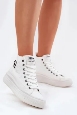 Outlet Trampki Damskie Na Platformie LCW-25-44-3209L Biale Damskie Trampki Damskie Wysokie