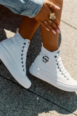 Outlet Trampki Damskie Na Platformie LCW-25-44-3209L Biale Damskie Trampki Damskie Wysokie