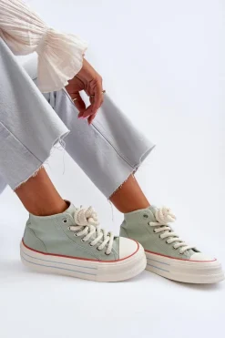 Sale Trampki Damskie Na Platformie Miętowe Aineri Damskie Trampki Damskie Wysokie