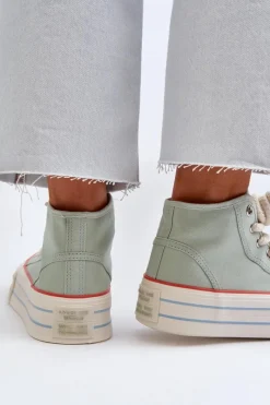 Sale Trampki Damskie Na Platformie Miętowe Aineri Damskie Trampki Damskie Wysokie