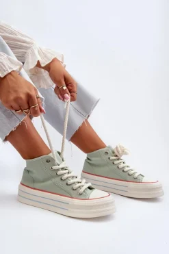 Sale Trampki Damskie Na Platformie Miętowe Aineri Damskie Trampki Damskie Wysokie