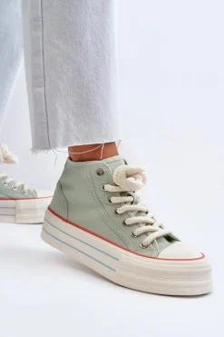 Sale Trampki Damskie Na Platformie Miętowe Aineri Damskie Trampki Damskie Wysokie