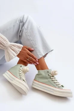 Sale Trampki Damskie Na Platformie Miętowe Aineri Damskie Trampki Damskie Wysokie