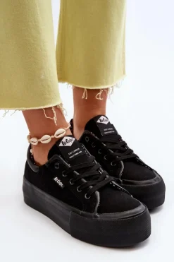 Clearance Trampki Damskie Na Platformie LCW-24-31-2180 Czarne Damskie Trampki Damskie Niskie
