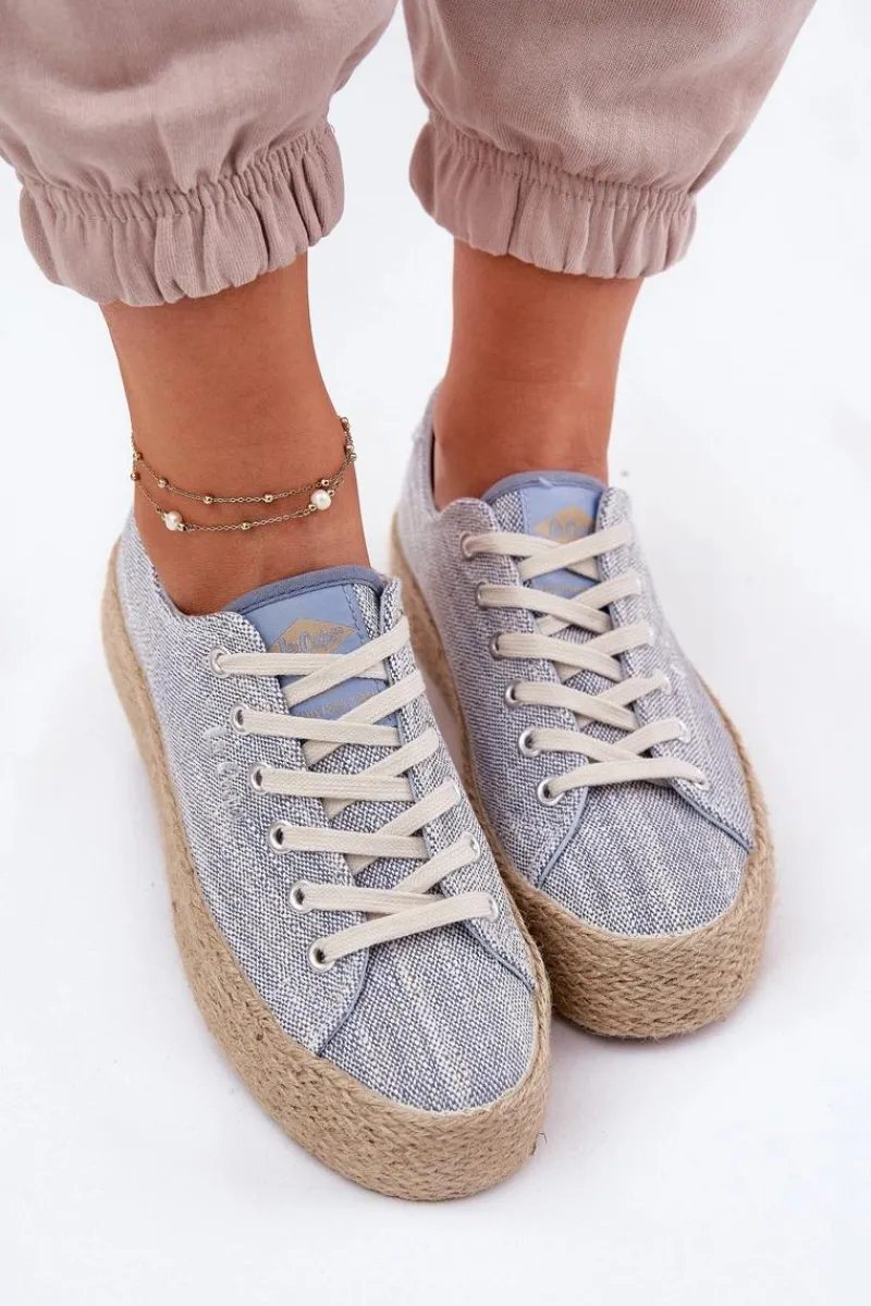 New Trampki Damskie Na Platformie Z Plecionką LCW-25-02-3283 e Damskie Trampki Damskie Niskie