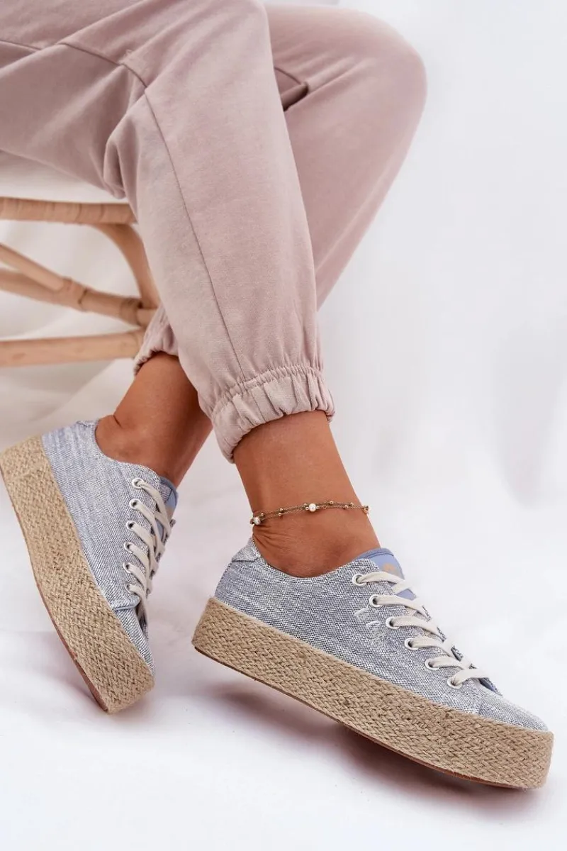 New Trampki Damskie Na Platformie Z Plecionką LCW-25-02-3283 e Damskie Trampki Damskie Niskie