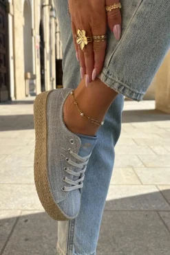 New Trampki Damskie Na Platformie Z Plecionką LCW-25-02-3283 e Damskie Trampki Damskie Niskie