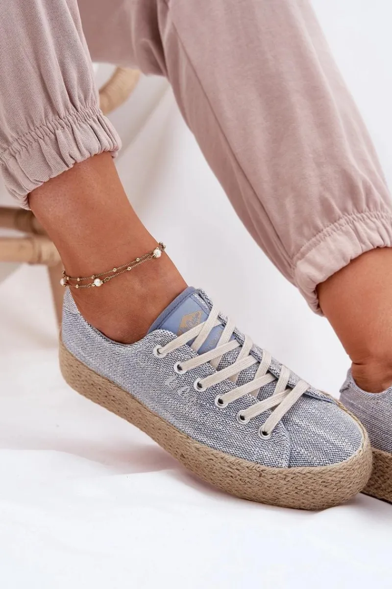 New Trampki Damskie Na Platformie Z Plecionką LCW-25-02-3283 e Damskie Trampki Damskie Niskie