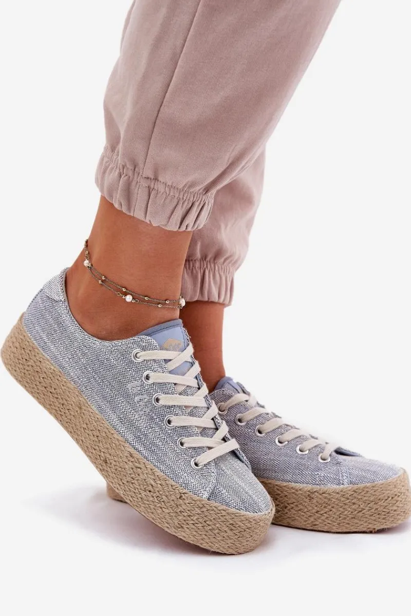 New Trampki Damskie Na Platformie Z Plecionką LCW-25-02-3283 e Damskie Trampki Damskie Niskie