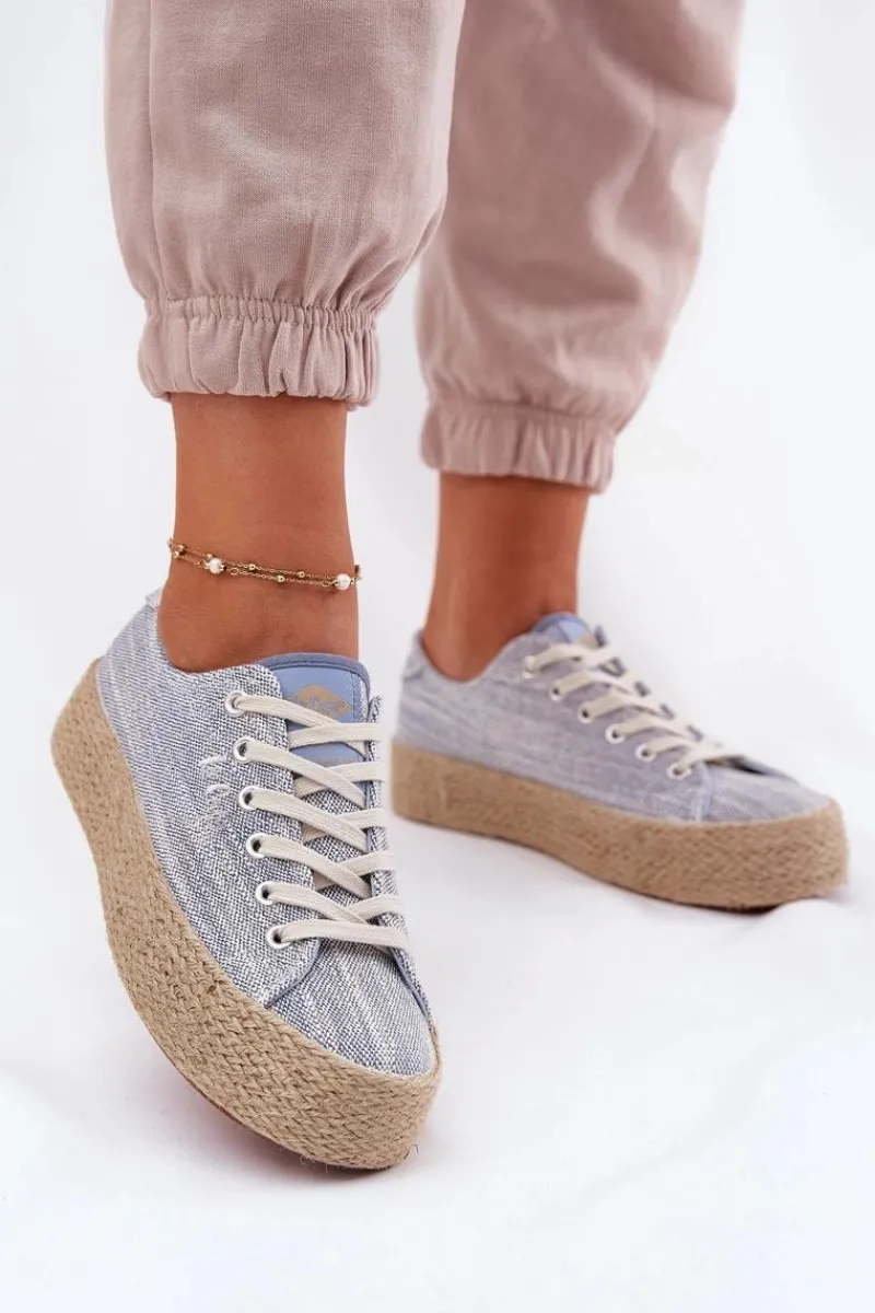 New Trampki Damskie Na Platformie Z Plecionką LCW-25-02-3283 e Damskie Trampki Damskie Niskie