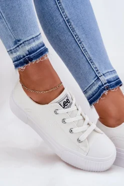Trampki Damskie Niskie>Lee Trampki Damskie Na Platformie ISLA C WOMEN LOW 50251001 Białe Biały