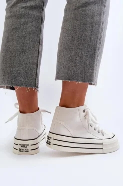 Trampki Damskie Na Platformie Białe Aineri Damskie Trampki Damskie Wysokie