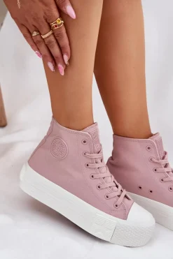 Trampki Damskie Big Star|Trampki Damskie Wysokie></noscript>Big Star Shoes Trampki Damskie Na Platformie Big Star RR274739 Różowe Różowy