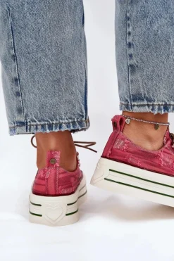 Best Trampki Damskie Na Platformie RR2N4104 Czerwone Damskie Trampki Damskie Niskie|Sneakersy Damskie