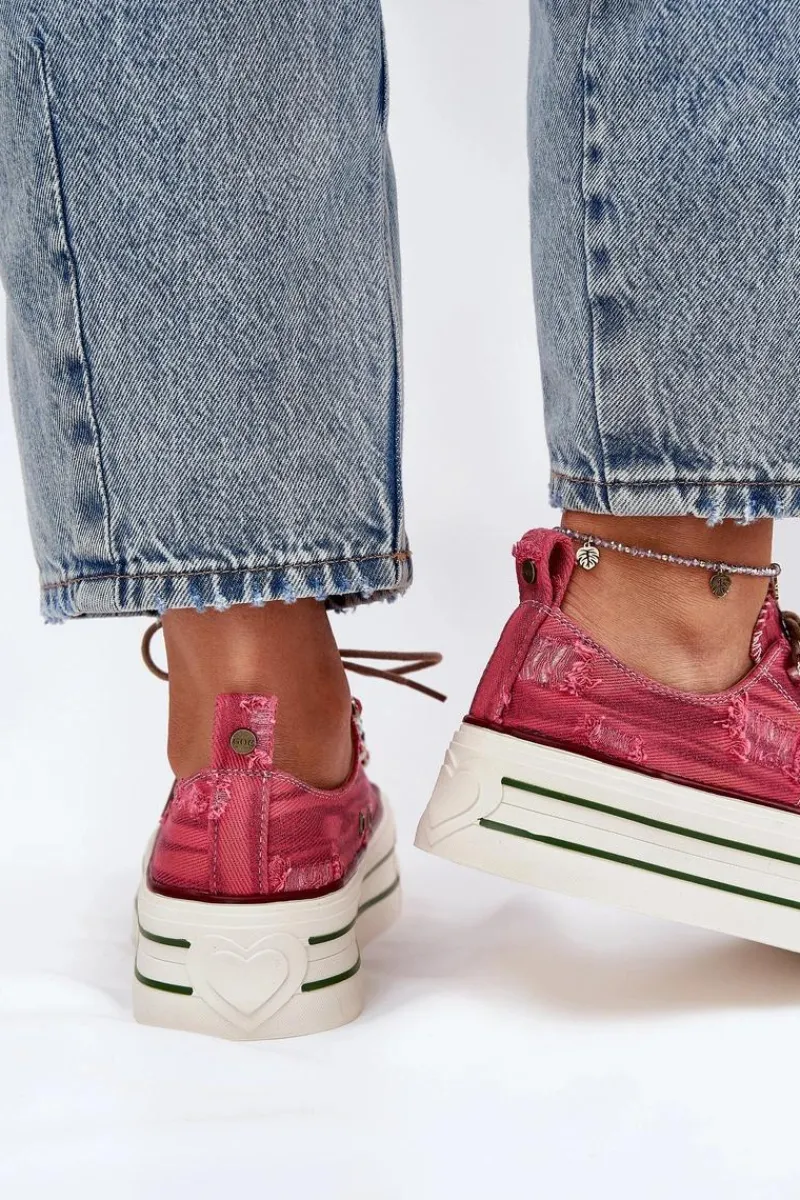 Best Trampki Damskie Na Platformie RR2N4104 Czerwone Damskie Trampki Damskie Niskie|Sneakersy Damskie