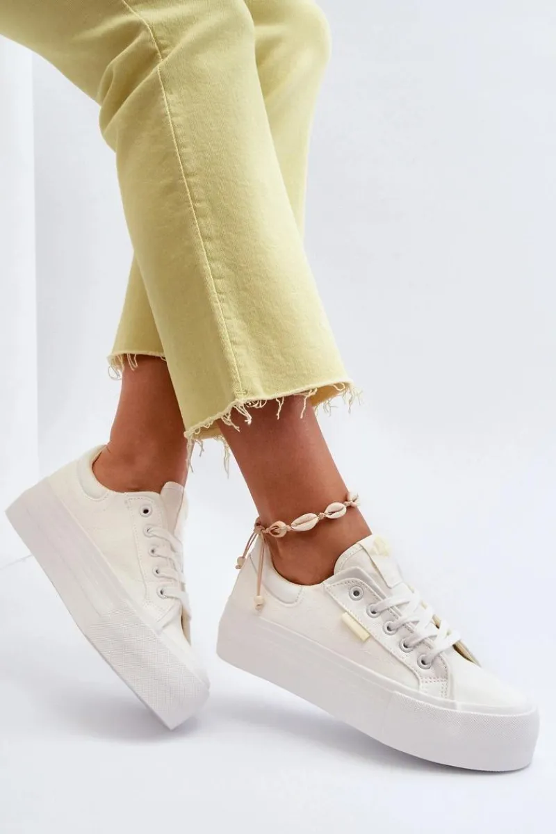 Sale Lee Cooper Trampki Damskie Na Platformie LCW-24-31-2179 Białe