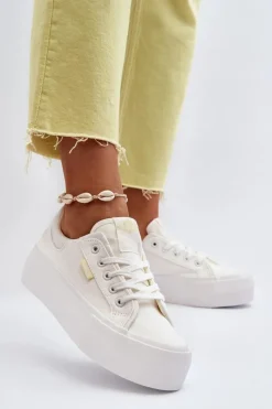 Sale Lee Cooper Trampki Damskie Na Platformie LCW-24-31-2179 Białe