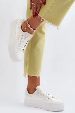 Sale Lee Cooper Trampki Damskie Na Platformie LCW-24-31-2179 Białe