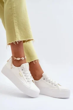 Sale Lee Cooper Trampki Damskie Na Platformie LCW-24-31-2179 Białe