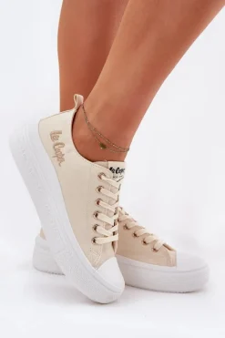 Lee Cooper Trampki Damskie Na Platformie LCW-24-44-2464L Beżowe Beżowy