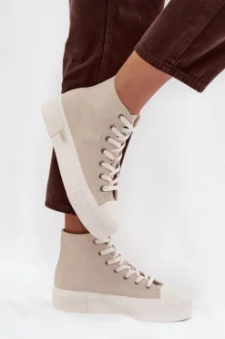 Trampki Damskie Wysokie>Lee Trampki Damskie Na Platformie 50253002.35E ISLA WOMEN MID Beżowe