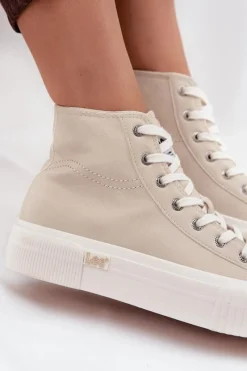 Trampki Damskie Wysokie></noscript>Lee Trampki Damskie Na Platformie 50253002.35E ISLA WOMEN MID Beżowe