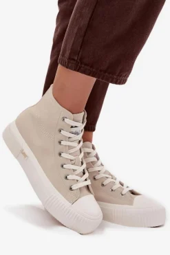 Trampki Damskie Wysokie></noscript>Lee Trampki Damskie Na Platformie 50253002.35E ISLA WOMEN MID Beżowe