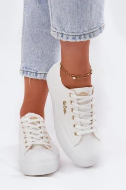 Clearance Trampki Damskie Na Platformie LCW-25-02-3289 Białe Damskie Trampki Damskie Niskie