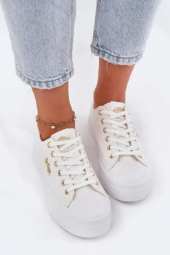 Clearance Trampki Damskie Na Platformie LCW-25-02-3289 Białe Damskie Trampki Damskie Niskie