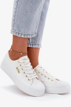 Clearance Trampki Damskie Na Platformie LCW-25-02-3289 Białe Damskie Trampki Damskie Niskie