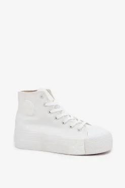 Best Big Star Shoes Trampki Damskie Na Platformie Big Star RR274743 Białe Biały