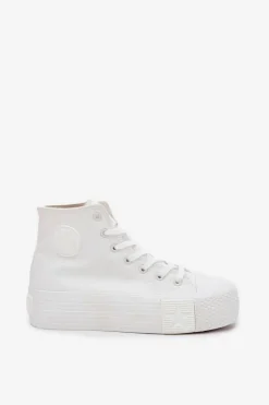 Best Big Star Shoes Trampki Damskie Na Platformie Big Star RR274743 Białe Biały