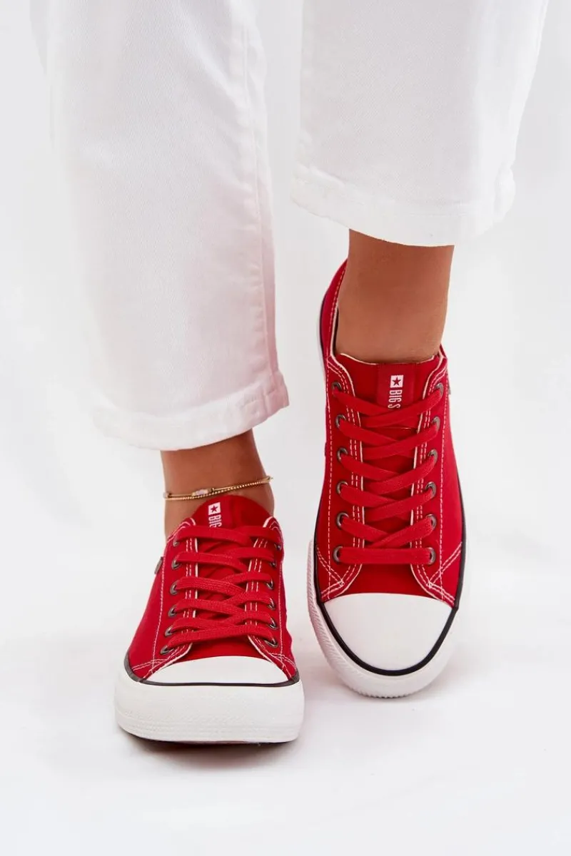 Big Star Shoes Trampki Damskie Niskie Big Star DD274A234 Czerwone Czerwony