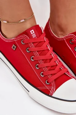 Big Star Shoes Trampki Damskie Niskie Big Star DD274A234 Czerwone Czerwony