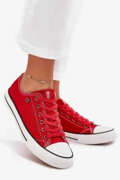 Big Star Shoes Trampki Damskie Niskie Big Star DD274A234 Czerwone Czerwony