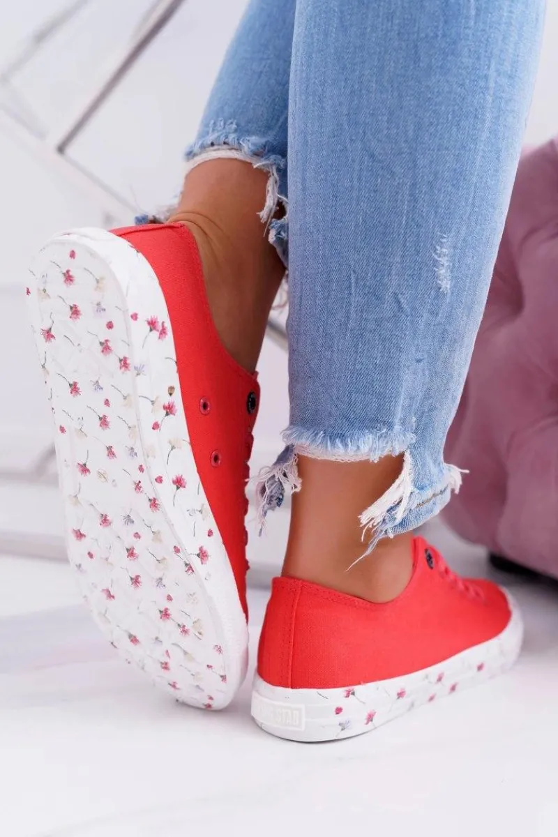 Trampki Damskie Niskie Big Star Czerwone DD274709 Damskie Trampki Damskie Big Star|Trampki Damskie Niskie