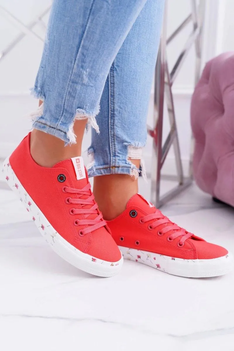Trampki Damskie Niskie Big Star Czerwone DD274709 Damskie Trampki Damskie Big Star|Trampki Damskie Niskie