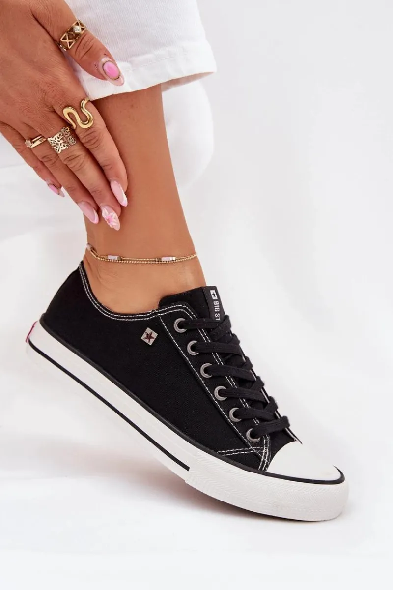 Clearance Big Star Shoes Trampki Damskie Niskie Big Star DD274A236 Czarne Czarny