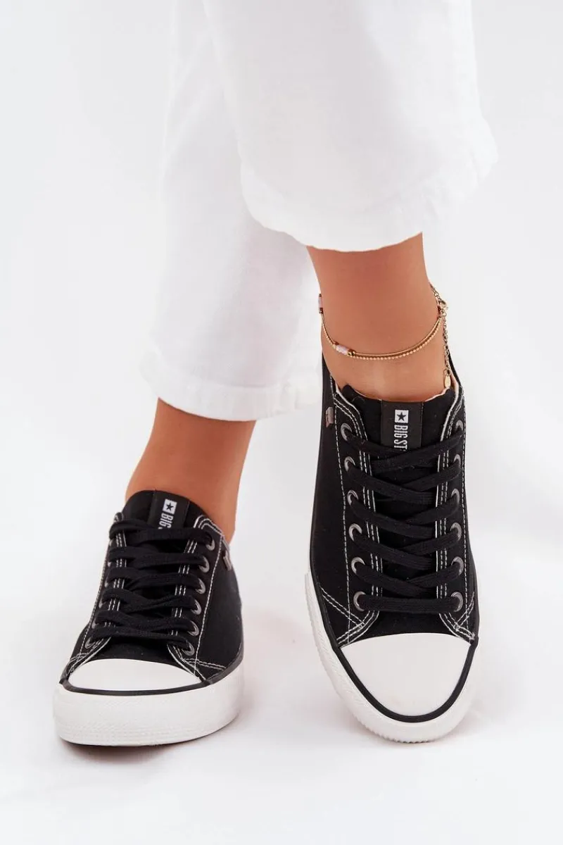 Clearance Big Star Shoes Trampki Damskie Niskie Big Star DD274A236 Czarne Czarny