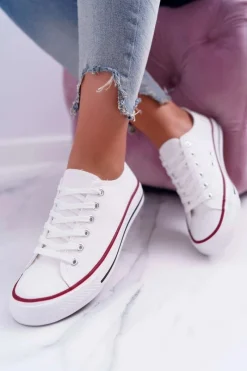 Hot Boto Trampki Damskie Niskie Materiałowe Białe FreeTime